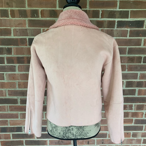 NWOT Zara pink faux shearling moto jacket - Picture 5 of 8